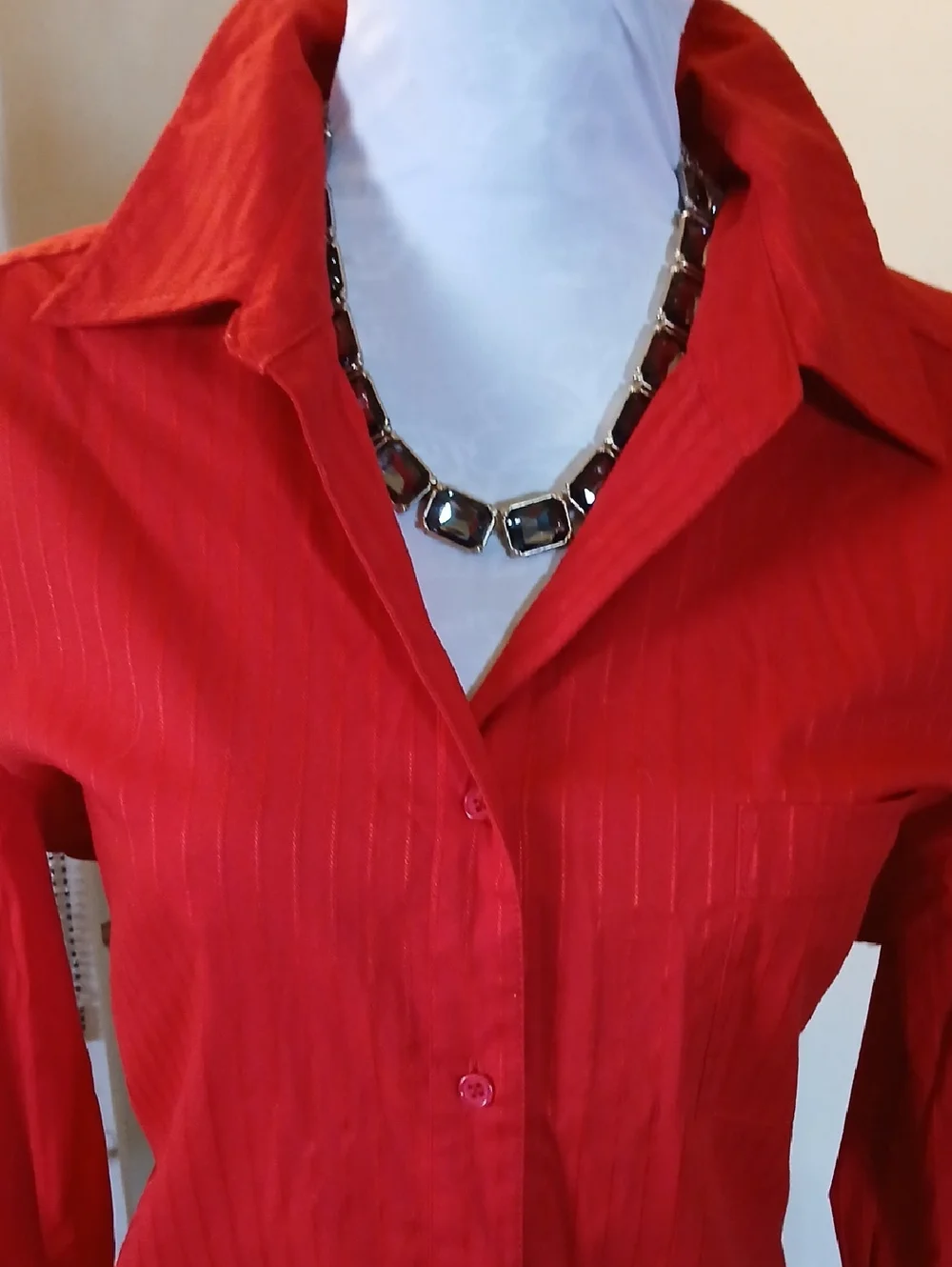Apostrophe Red Button-Front Shirt - Picture 1 of 8